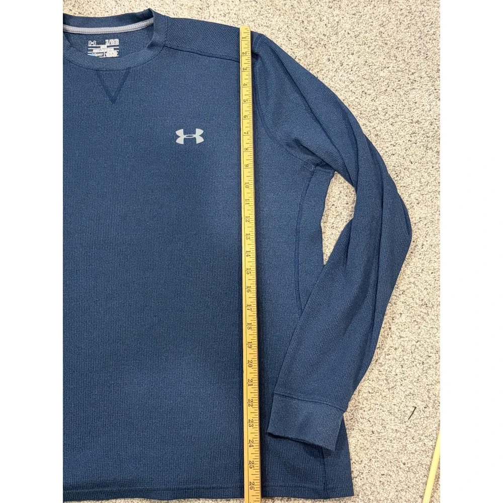 Under Armour Mens Large Navy Blue Waffle Knit Thermal Long Sleeve Base Layer